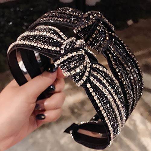 2pcs Headbands Women Hair Head Band with Diamonds Middle Knotted and Twisted Headband Fashion Cute Hairbands Hair Accessories for Girls and Women