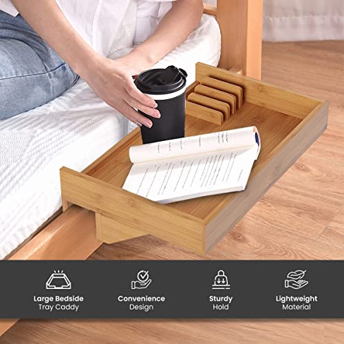 House Ur Home Bamboo Bedside Shelf for Bed, Dorm Bed Shelf fits a