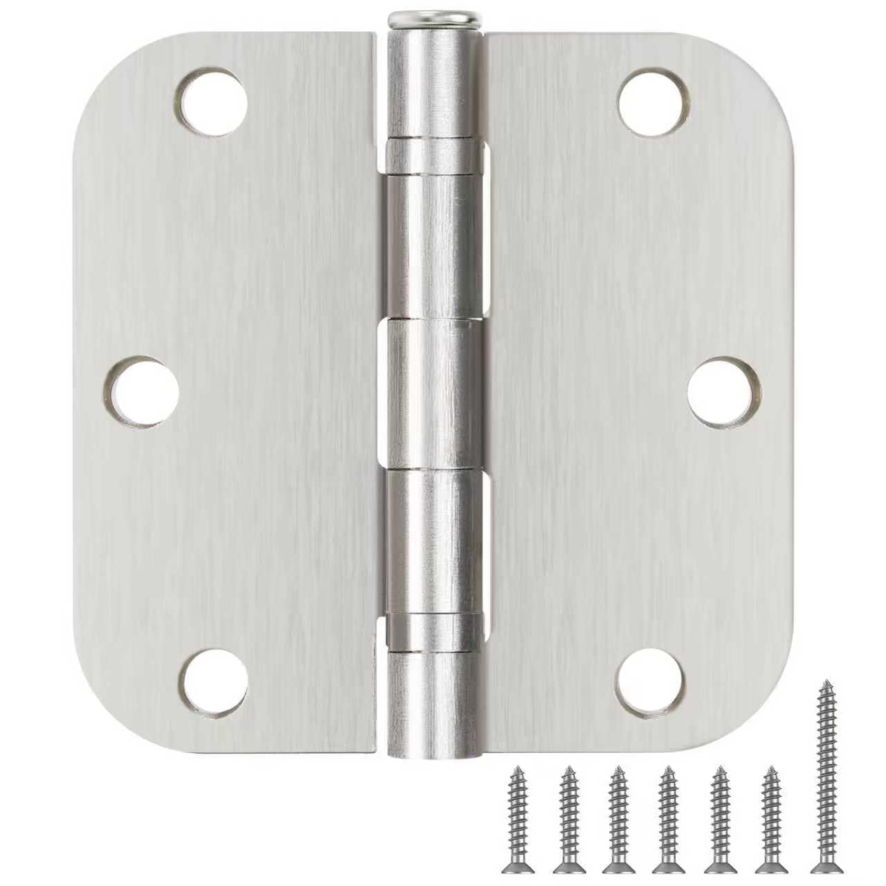 24 Pack Ball Bearing Door Hinges Satin Nickel 3.5 Inch 5/8"Radius Rounded Squeak Free Interior 3-1/2"Flat Iron Bifold Standard Office Bedroom Indoor for Doors 3 ½" Hardware Home House Decor Essentials Image