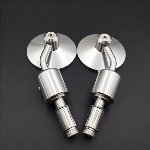 HTT GROUP Motorcycle A Set CNC Silver Rear View Handle Bar End Round Mirrors 1" 1 inch 25mm For Yamaha V-Star Virago Warrior Royal Star Harley Davidson Honda CB1000R Suzuki Boulevard Intruder Kawasaki