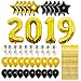Gold 2019 Balloons Decorations with 10ft Metallic Gold Foil Fringe Curtain Bundle – Large, Pack of 45, Graduation Party Supplies, Large Size, Gold, Black, White, Latex Balloons, Star Balloons, Confetti Balloons, Best for Graduation, New Year Eve Party Supplies, New Year Decorations
