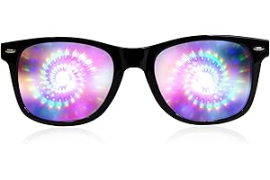 GloFX Black Frame Spiral Diffraction Glasses – Laser Etched for Hypnotic Spiral Light Effects, Flexible & Durable for Raves & Festivals
