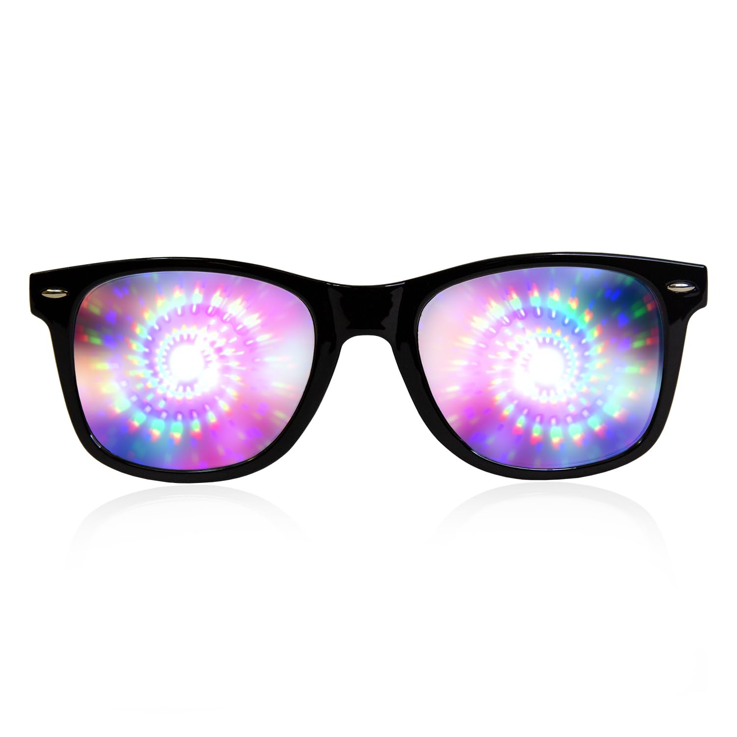 GloFX Spiral Ultimate Diffraction Glasses - Black Rave Prism Grating Glasses Rainbow Firework Spirals 3d Prism Rainbow Effect - Great Edm, Concert, Rave Accessory, Music Festival Essential