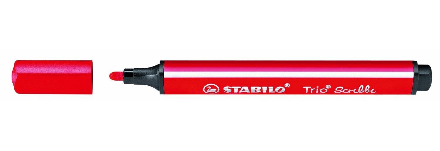 STABILO Triangular Fibre-Tip Pen Trio Scribbi - Pack of 1 - Red