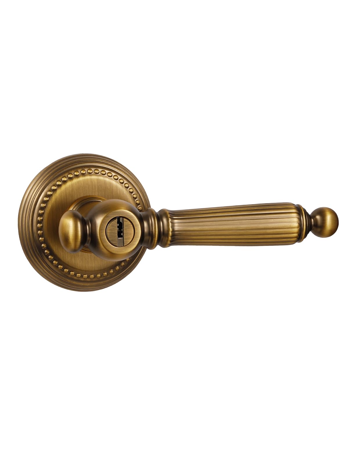 Photo 1 of SORWDUERM 1 Pack Antique Door Lever with Lock and Key Entry Antique Brass Door Handle Door Lever Bedroom and Bathroom Zinc Alloy