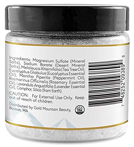 Tea Tree Oil Foot Soak with Epsom Salt. Helps Soak Away Athletes Foot, Fungi Nail, Toe Nail Fungus & Stubborn Foot Odor – Anti-Fungal, Anti-Bacterial, Soften Calluses & Soothes Sore Tired Feet (White), 16oz.