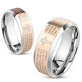 STR-0323 Stainless Steel Lord's Prayer Rose Gold IP Beveled Edge Ring (6)