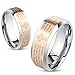 Jinique STR-0323 Stainless Steel Lord's Prayer Rose Gold IP Beveled Edge Ring