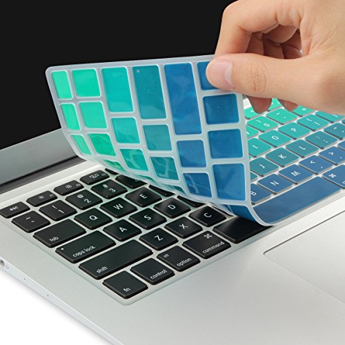 Batianda Spanish ESP New Ombre Color Keyboard Cover Protector Waterproof Silicone Skin for MacBook Air 13" Mac Pro 13" 15" 17" (with or without Retina Display) (Green Gradient)