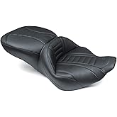 Mustang Motorcycle Seats 76738 Super Touring Deluxe One-Piece Seat for Harley-Davidson Road King 1997-'07, Street Glide 2006-'07 &amp; Screamin' Eagle 2000-'01 &amp; 2004-'05, Deluxe, Black, Extended Reach