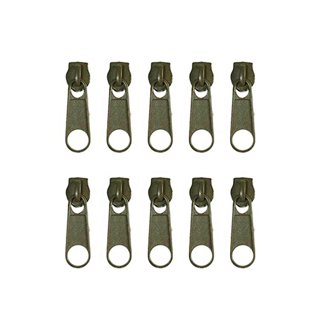 72 Metal Sliders for Nylon Zipper, Free Zipper Slider #5, Zipper Puller to Repair or Mount a Zipper, Military Green Sliders, (#5, 3075) — image 1