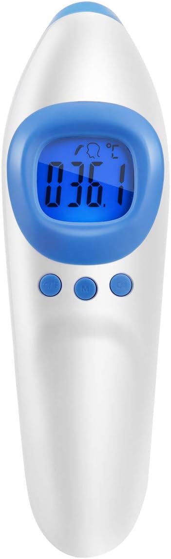Forehead Thermometer Ear Thermometer Digital Infrared Body Temporal Thermometer with Fever Alarm and Memory Function Non Contact Ideal for Babies Adult
