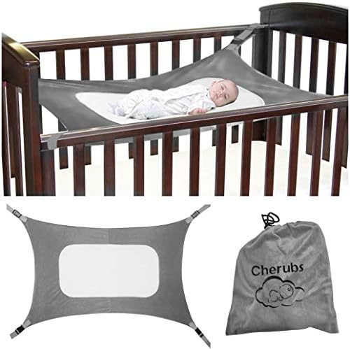 Baby Hammock for Crib, Soft and Comfortable Material with Strong Adjustable Straps, Mimics The Womb, Upgraded Safety Measures, Newborn Hammock by Cherubs (Gray)