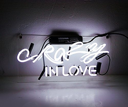 ID PRO Neon Signs 'Crazy in Love' Decorated Cool Light Handcrafted Real Glass Lamp Home Beer Bar Pub Recreation Room Game Room Windows Garage Wall Sign 14" x 6" (White)