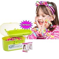 SMITCO Pop Beads - Play Snap Jewelry Making Kit for Kids - 725 Piece Preschool Crafts for Toddler Girls - Lock or Pop Together Connecting Sensory Toys with Headbands, Bracelets and Rings