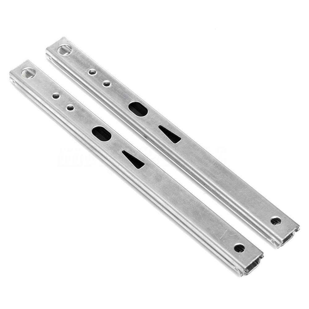 Ball Bearing Drawer Slides Rail, 1 Pair Micro Ball Guide Two Sections Steel Heavy Runners Ball, 2 Fold Ball Slide Drawer Slide (10inches/246mm,Silver)