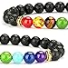 Gadblesjew 7 Chakra Diffuser Healing Bracelet with Real Stones, Volcanic Lava, Mala Meditation Bracelet with Protection, Energy, Healing