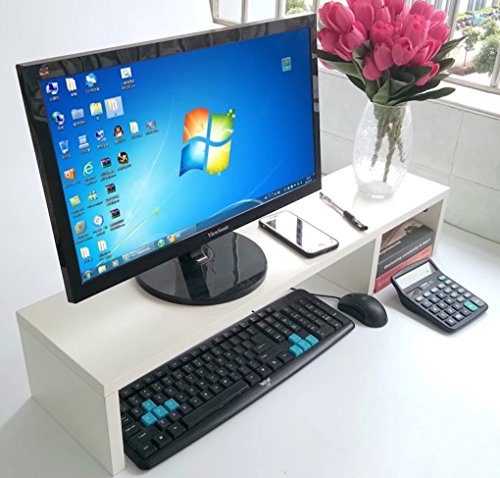 31.5 Inch Very Large Computer Monitor Riser Or Laptop Stand. It Is A Long Sturdy Dual Double Or Multi Desktop Monitor Screen Riser (White, 4.3")