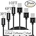 Lightning Cable, KOOWIEN 3Pack 3FT 6FT 10FT Popular Nylon Braided Charging Cable Extra Long 8pin USB Cord Charger for Apple iphone 7, 7plus, se, 6s, 6s plus, 6plus, 6,iPad Mini, Air,iPad5,iPod(Black)