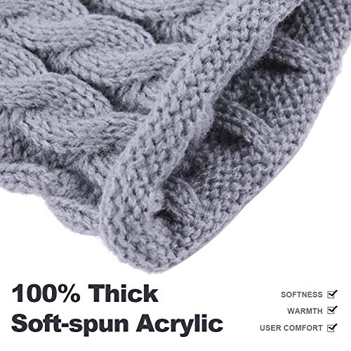 Baby Girls Boys Winter Beanie Hat Scarf Set Toddler Warm Knitted Hats Circle Scarf for Infant Newborn Winter Pom Hat Grey