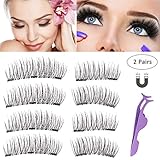 Magnetic lashes 3 Magnets Natural Full Eye Triple Magnetic Eyelashes Ultra Thin Magnet Lashes (2 Packs)