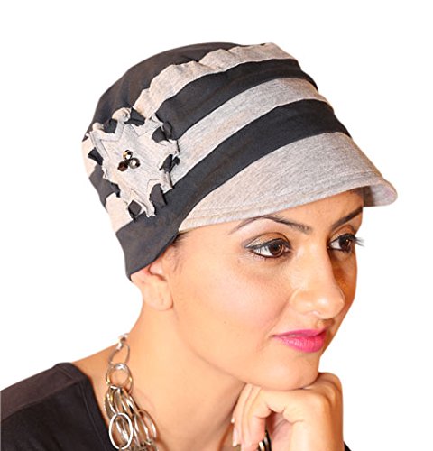 chemo scarves black & grey ( buy 1 get 1 sleep cap free )