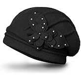 Dahlia Women's Winter Hat - Wool Cloche/Bucket Hat, Slouch, Flower