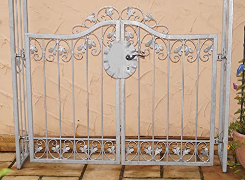 Tor Gartentür Pforte Rosenbogen mit Tür Monaco-RBGT-RBS 140/200 Schloss Verzinkt abschließbare Tür, deutsches Markenschloss Rundbogen Stabil Rankbogen Gartenbogen 140 cm 1.4m Doppelflügeltor – Bild 4