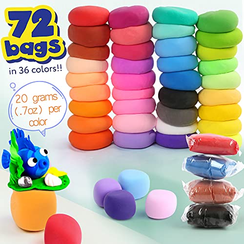 LotFancy Air Dry Clay Kit, 36 Colors Magic Modeling Clay for Kids Adults, Beginners, Accessories and Sculpting Tools, Air-Hardening, Non-Toxic, Soft and Lightweight