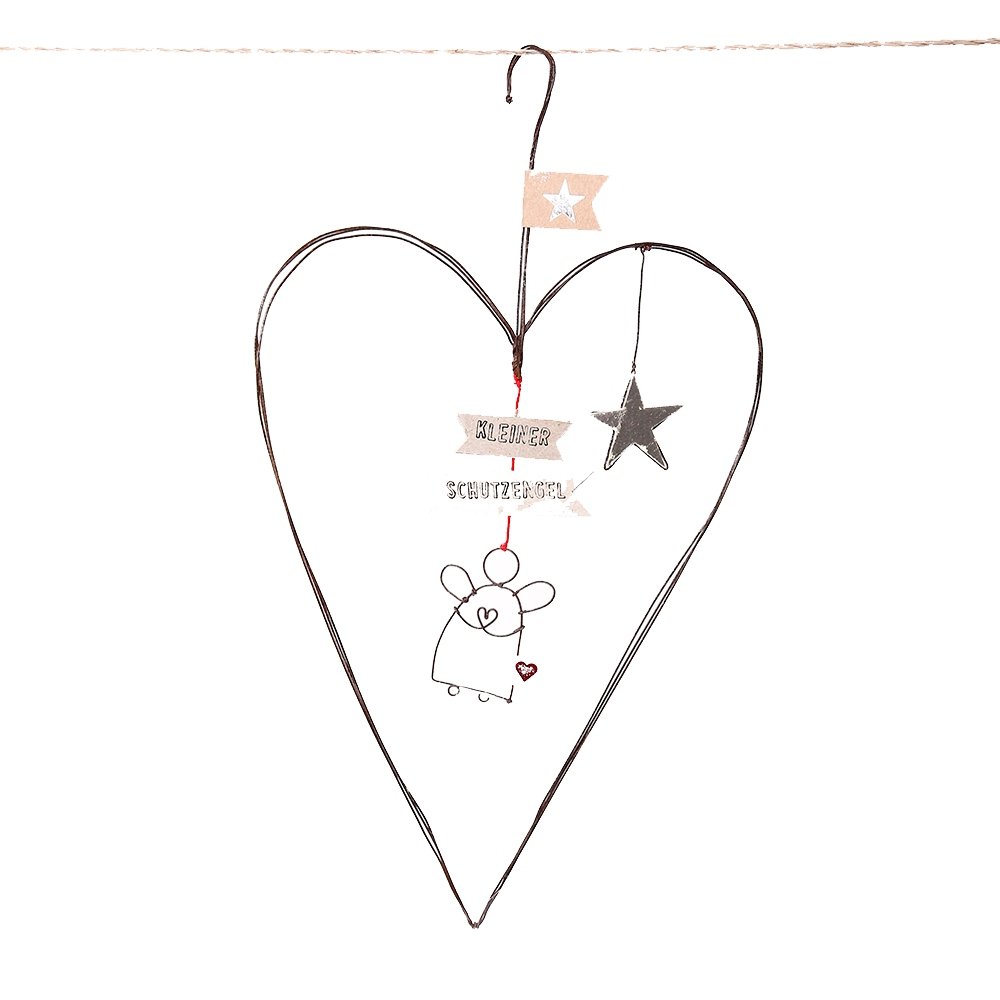 Good old Friends Large Wire Hearts Small Guardian Angel
