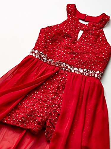 Speechless Girls' High Neck Maxi Romper Dress, Red Radiance, 16 in