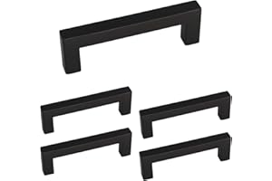 homdiy Cabinet Pulls Black Drawer Pulls - HDJ12BK (5 Pack) Cabinet Handles Matte Black Cabinet Hardware 3in（76mm Hole Centers Cabinet Door Handles for Kitchen Cabinets