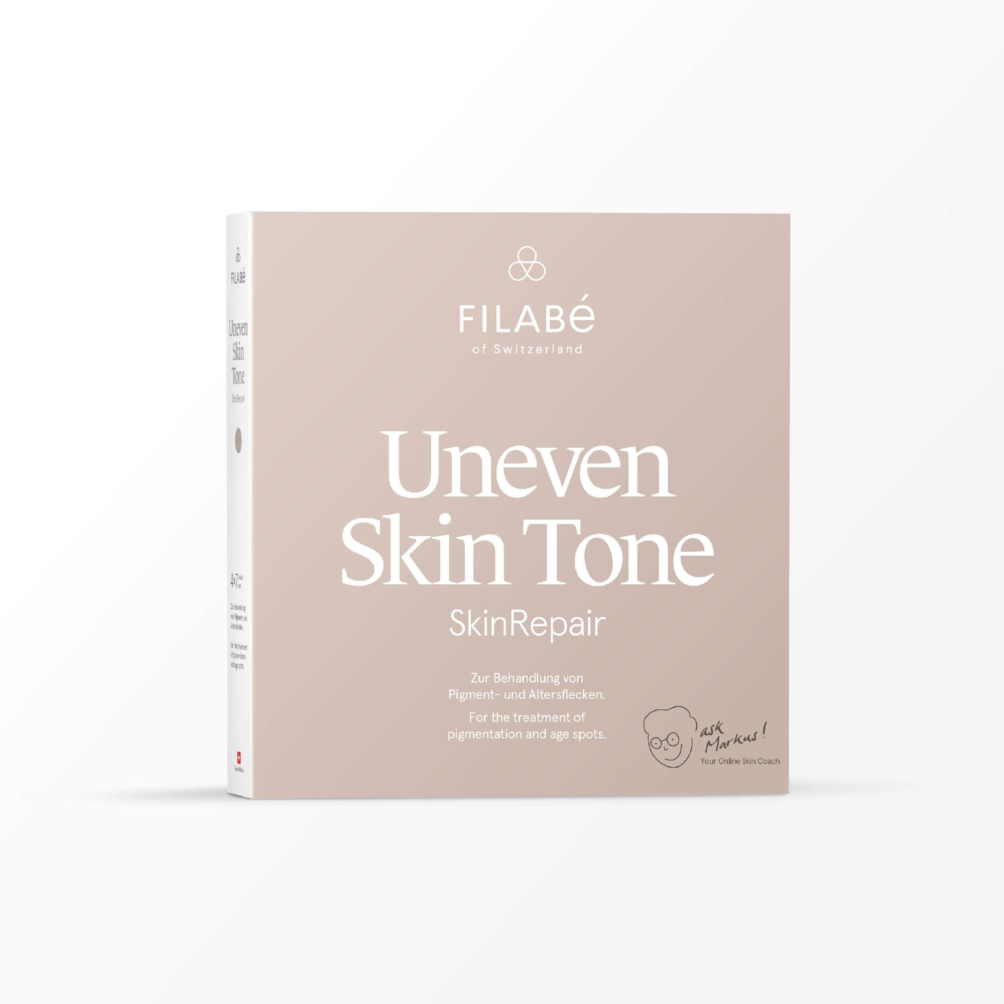 Uneven Skin Tone - For the treatment of pigmentation and age spots. Pack for 28 days. Vegan and additive-free - Swiss made by Filabé of Switzerland