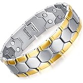 JFUME Magnetic Bracelets for Men 18K Gold Plating Double Strength Magnets and 4in1 Elements Men Bracelets 8.5inches adjustable