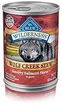Blue Buffalo Wilderness Wolf Creek Stew High Protein Grain Free, Natural Wet Dog Food, Savory Salmon Stew In Gravy 12.5-Oz Can (Pack Of 12)