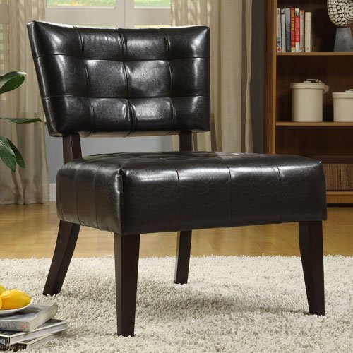 Enitial Lab Davi Compact Faux Leather Armless Accent Chair, Espresso