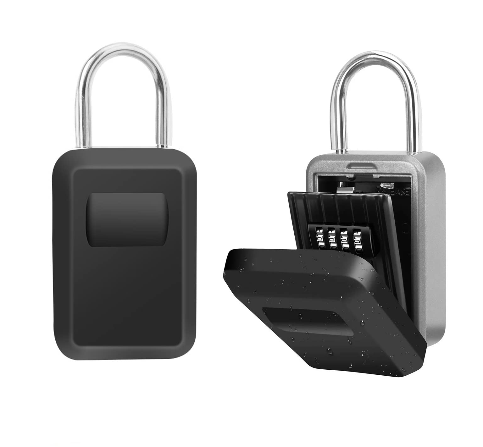 Udekit key Safe With 4-Digit Code, Key Safe With Bracket,Wall Mount Key Lock Box, Zinc Alloy With Waterproof CoverWeatherproof,Key Box For Homes,Offices And Garages