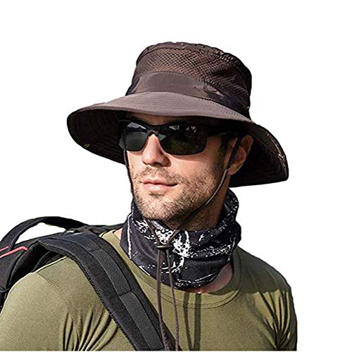 TUSFTAY Men Women Sunscreen Cooling Hat Ice Cap Heatstroke Protection Cooling Cap Wide Brim Sun Hat with UV Protectionfor (Coffee)