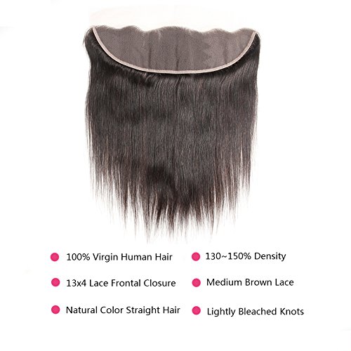 Huarisi-Straight-Virgin-Hair-Frontal-Only-Brazilian-Human-Hair-with-Baby-Hair-Single-Free-Part-Lace-Closure-4x13-Ear-To-Ear-Slightly-Bleached-Knots-Natural-Black-Color-12-Inch-for-Black-Women