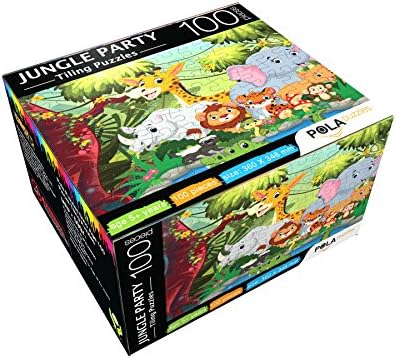 Pola Puzzles Jungle Party Tiling Puzzles 100 Pieces for Kids Age 5 Years and Above Multi Color Size 36CM X 34CM Jigsaw Puzzles for Kids