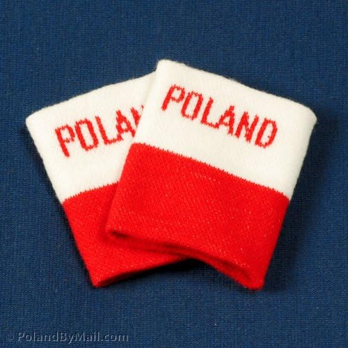Athletic Wristbands - POLAND Red Lettering, set of 2