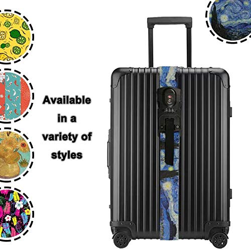 Luggage Straps Luggage Belt Non-slip Combination Lock Digital Scale TSA Compliant Van Gogh Sunflower Print Travel Suitcase Straps Accessories(Starry Night Printed)