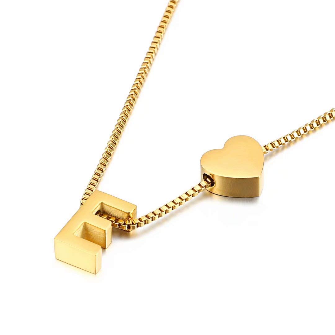 Qings Gold Initial Pendant Necklace,Personalized Letter A-Z Exquisite Pendant Minimalist Female Jewelry E Letter Necklace