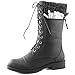 DailyShoes Women's Combat Boot Ankle Mid Calf Low Heel Lace Up Zipped Pocket Sweater Cuff Knitting Boots with Zip Bootie - Black Pu 9