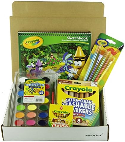 Bundle - Multicultural Art Set In A Doodle Box, Crayons, Markers, Watercolor Paints, Brushes and Sketchbook