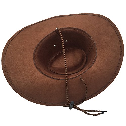 Sandy Ting Men's Outback Faux Felt Wide Brim Western Cowboy Hat (Coffee1)