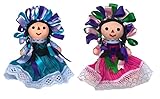 Mexican Handmade Traditional Rag Dolls 2 Pack - 7 inches