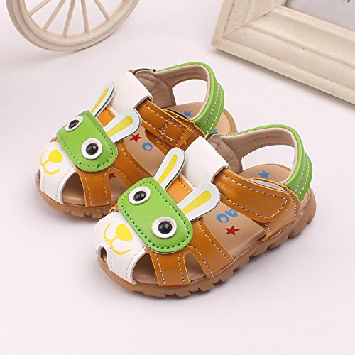 Respctfulâœ¿Baby Summer Sneakers Toddler Sewing Pu Leather Hook & Loop Cartoon Non-Slip Sandals Green