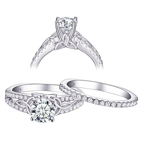 Newshe Jewellery Cubic Zirconia Wedding Ring Set For Women 925 Sterling Silver White 1.5ct Size 5-10