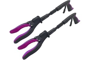 Grabber Tool 19" Aluminum Magnetic Claw with LED Light, Lightweight Foldable Reacher Grabber Pickup Tool, Gripper Grabbers for Elderly Grab Reaching Tool Trash Picker Grabber, Pink, by Luxet 2-Pack